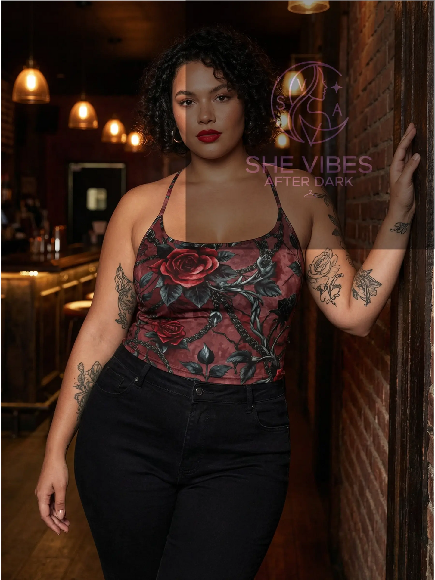 Gothic Floral Print Cami Top – Rose & Vine Tank Top – Aesthetic Y2K Grunge Style – Sleeveless Summer Crop Yoycol Cami Top SHE VIBES AFTER DARK