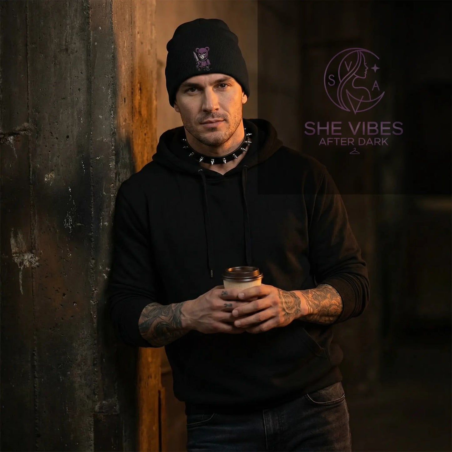 Single Life Quote Beanie – Cute but Psycho Teddy Bear Embroidered Hat for Him Yoycol Beanie SHE VIBES AFTER DARK