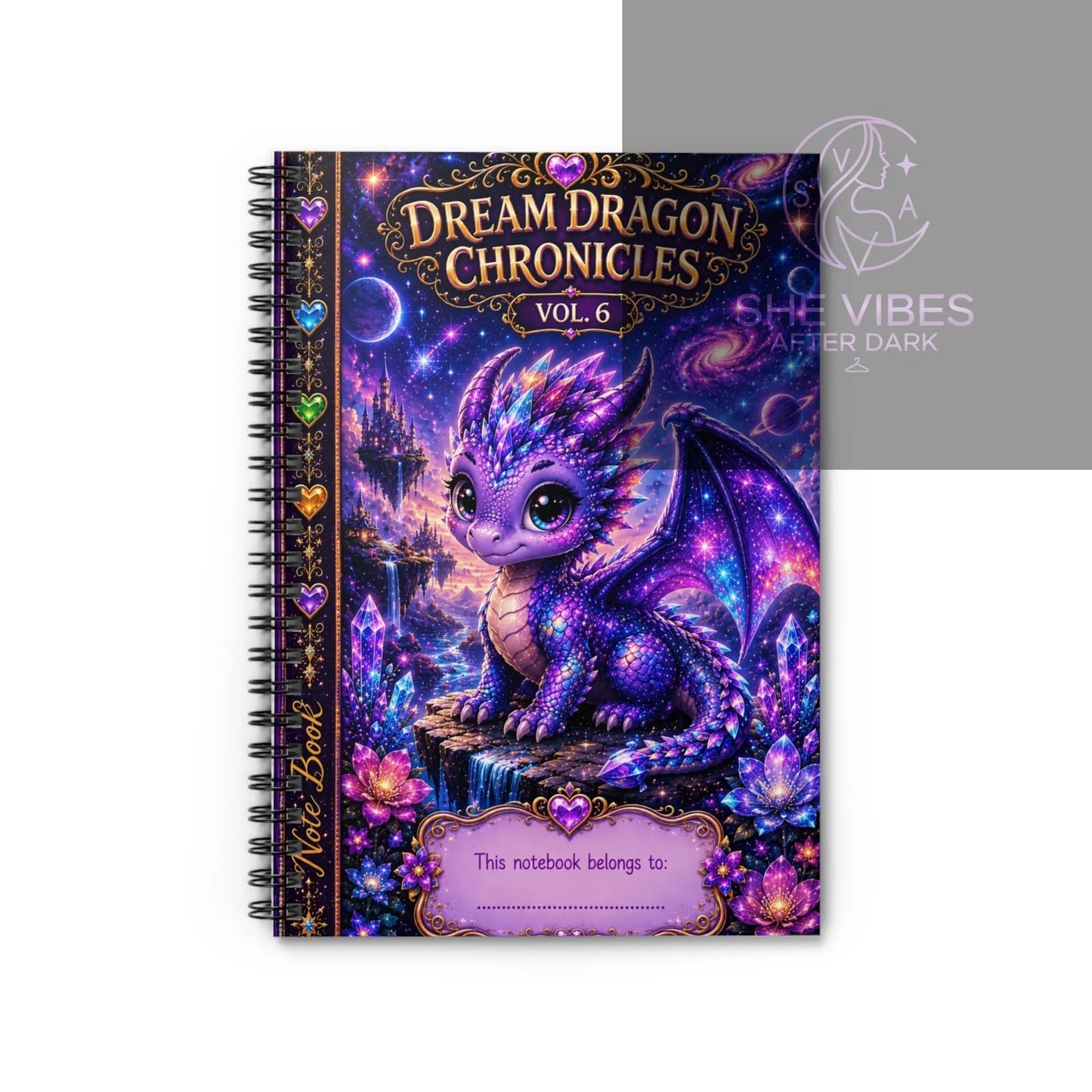 Dream Dragon Chronicles Spiral Notebook — Ruled Fantasy Journal for Kids & Teens Printify  Paper products SHE VIBES AFTER DARK