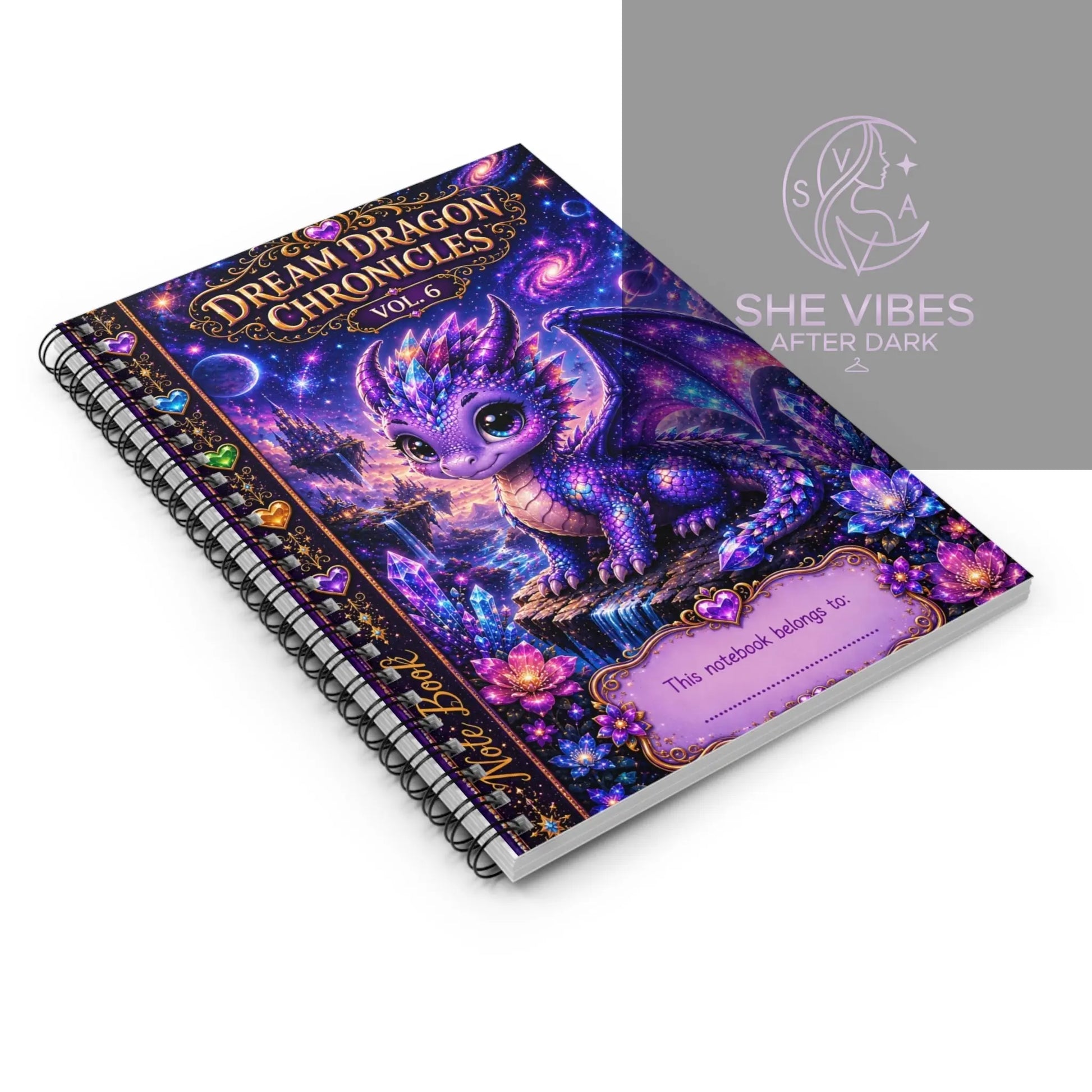 Dream Dragon Chronicles Spiral Notebook — Ruled Fantasy Journal for Kids & Teens Printify  Paper products SHE VIBES AFTER DARK