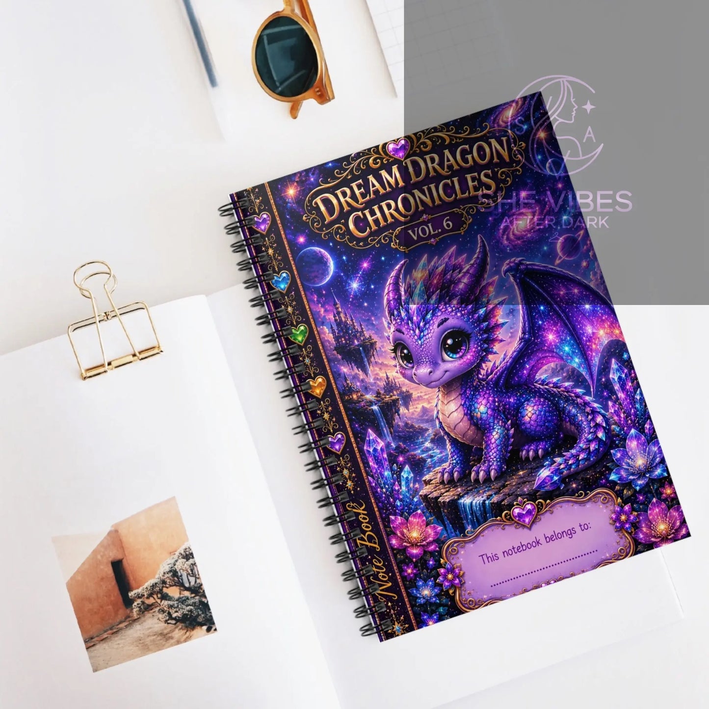 Dream Dragon Chronicles Spiral Notebook — Ruled Fantasy Journal for Kids & Teens Printify  Paper products SHE VIBES AFTER DARK
