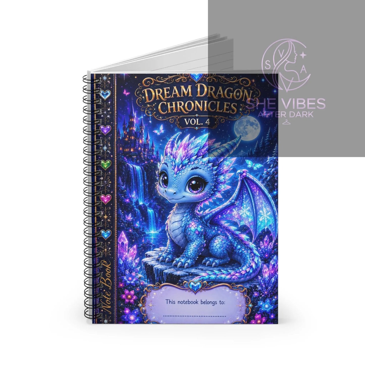 Dream Dragon Chronicles Vol. 4 — Blue Fantasy Dragon Spiral Notebook (Ruled) Printify  Paper products SHE VIBES AFTER DARK