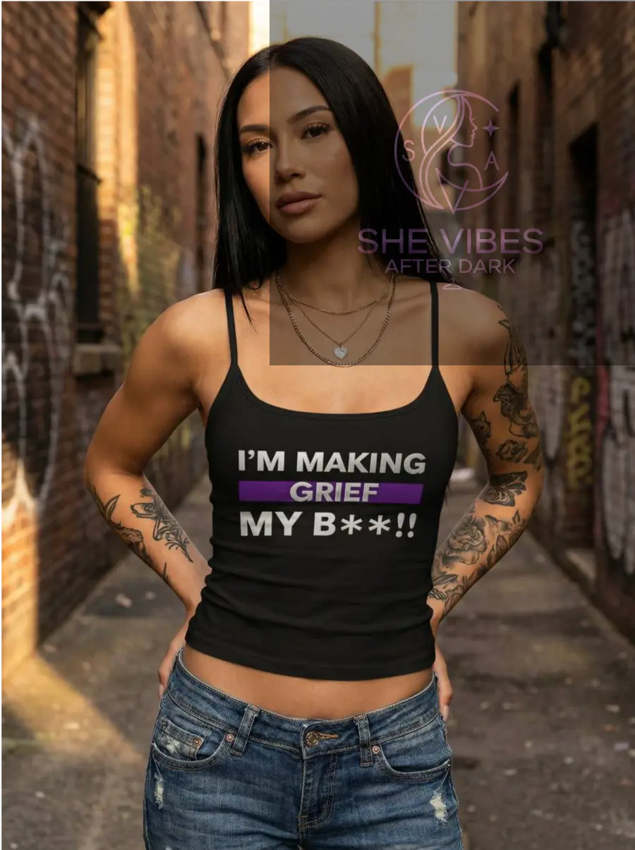 Grief Recovery Black Cami Shirt for Women Yoycol  Cami SHE VIBES AFTER DARK