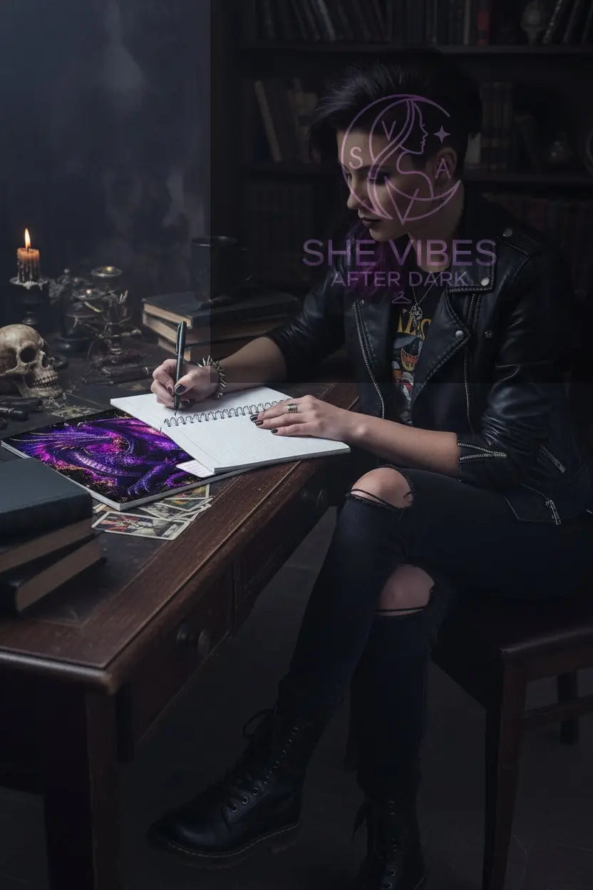 Purple Dragon A5 Wirobound Notebook — Lined Journal for Fantasy Fans Printify  Paper products SHE VIBES AFTER DARK