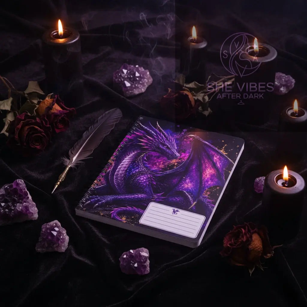 Purple Dragon A5 Wirobound Notebook — Lined Journal for Fantasy Fans Printify  Paper products SHE VIBES AFTER DARK