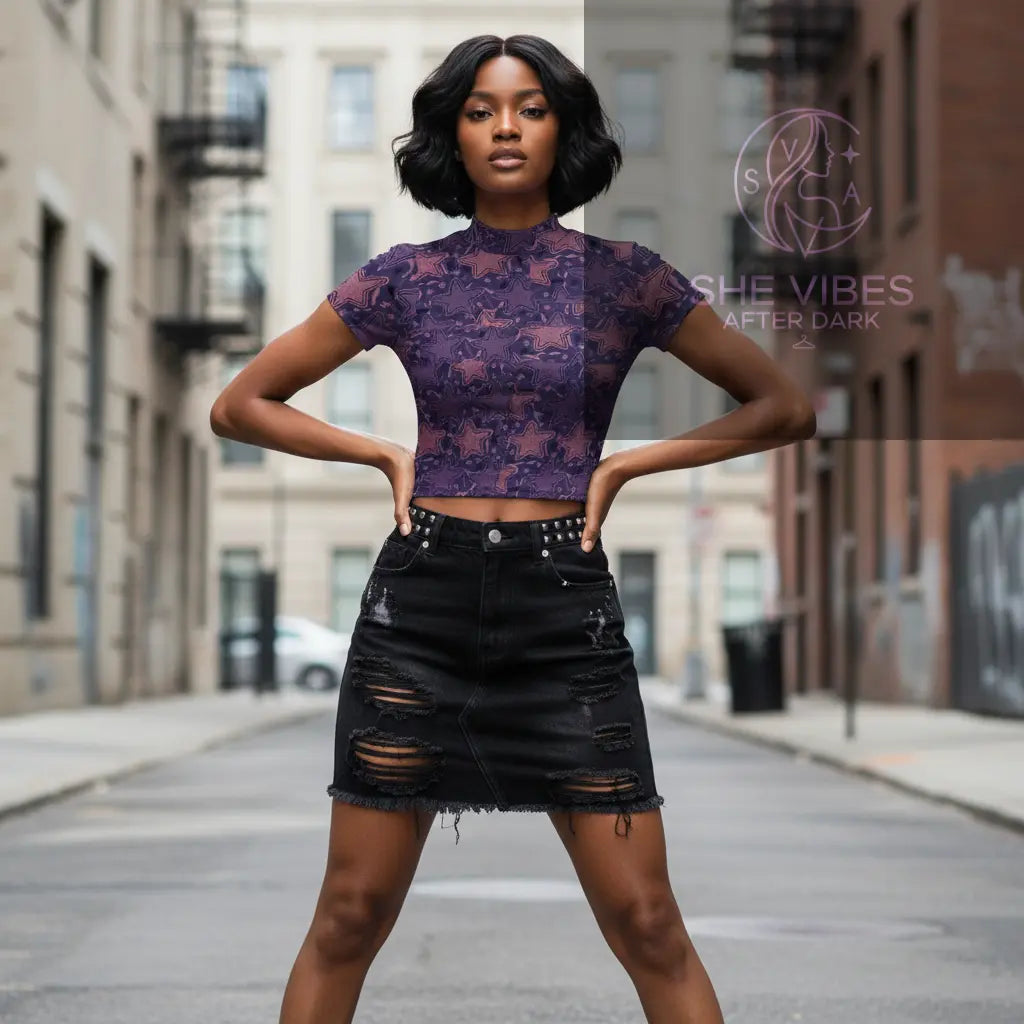 Purple Retro Starburst Tee – Single Life Independence Apparel | Confidence Top for Women