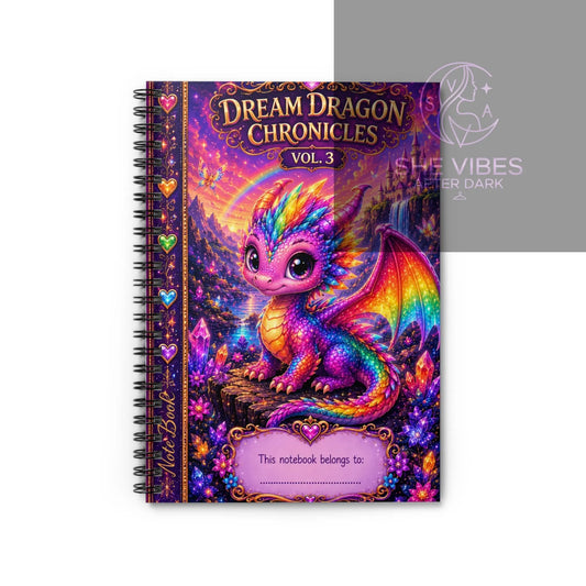 Ruled Notebook — Dream Dragon Chronicles Vol. 3 Rainbow Fantasy Journal Printify  Paper products SHE VIBES AFTER DARK