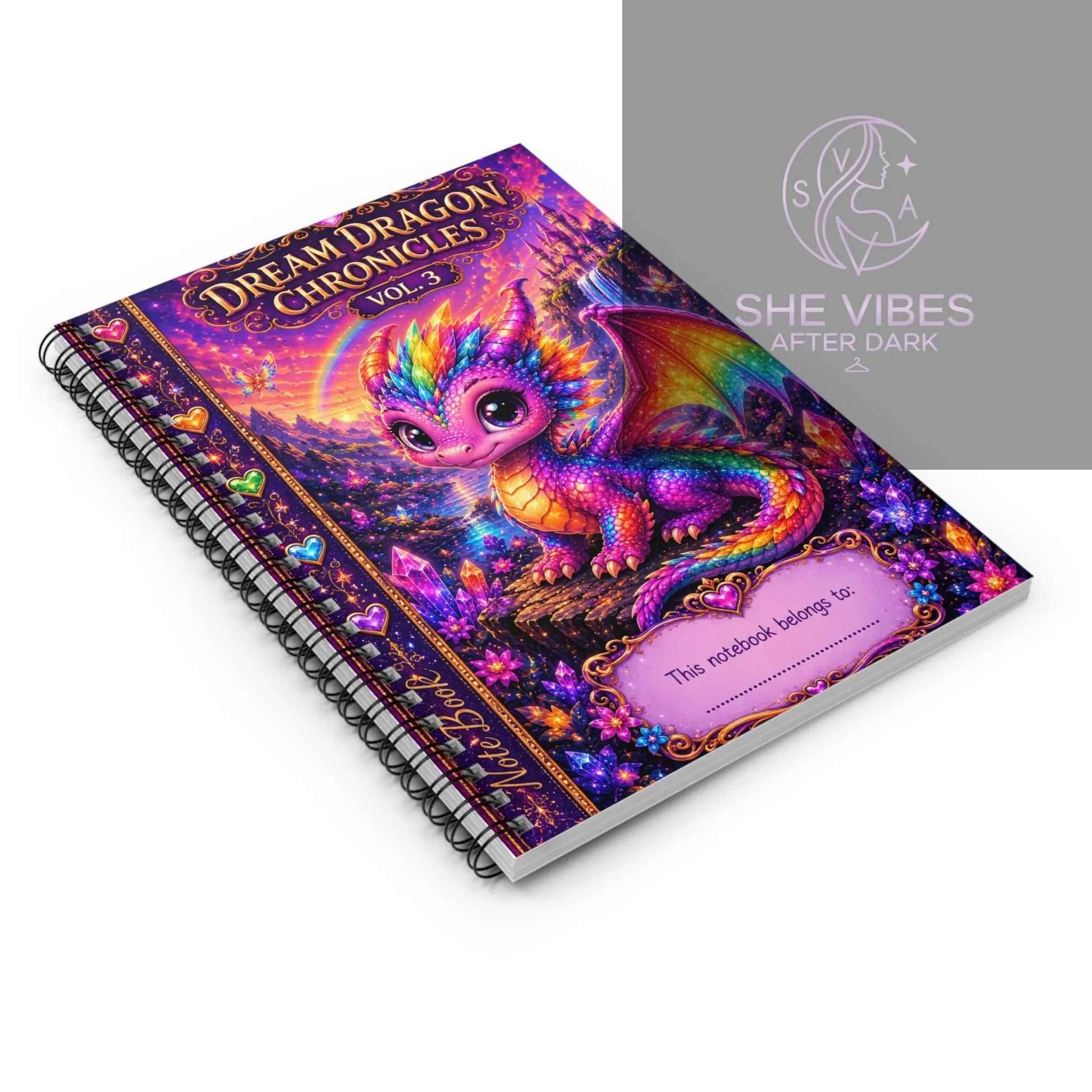 Ruled Notebook — Dream Dragon Chronicles Vol. 3 Rainbow Fantasy Journal Printify  Paper products SHE VIBES AFTER DARK