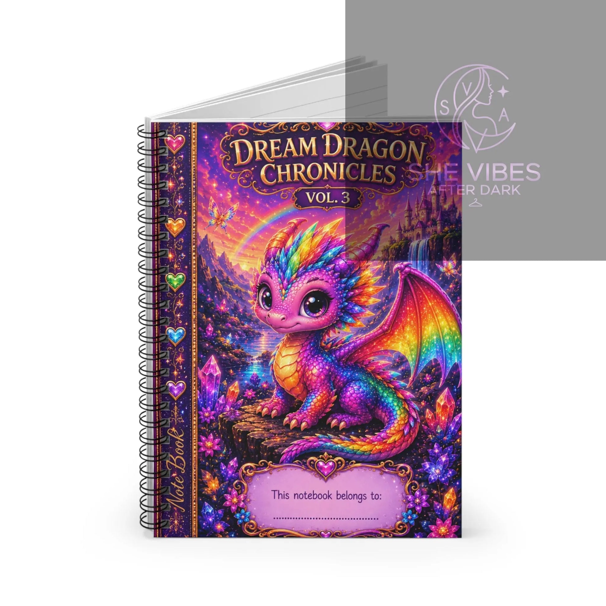 Ruled Notebook — Dream Dragon Chronicles Vol. 3 Rainbow Fantasy Journal Printify  Paper products SHE VIBES AFTER DARK