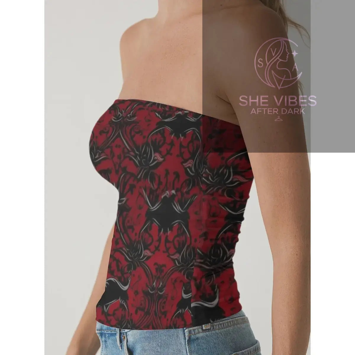 All-Over Print Women's Double-Layer Strapless Top Yoycol